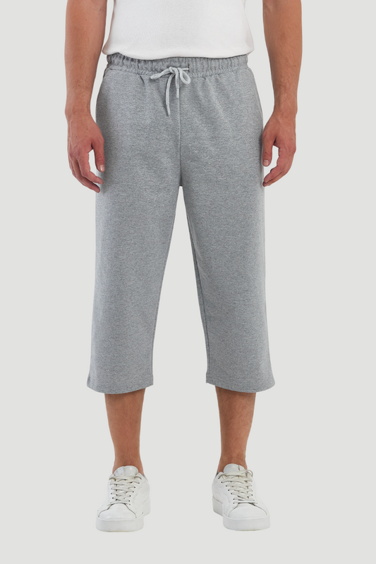 Short capri 3/4 en coton pour homme Gris clair