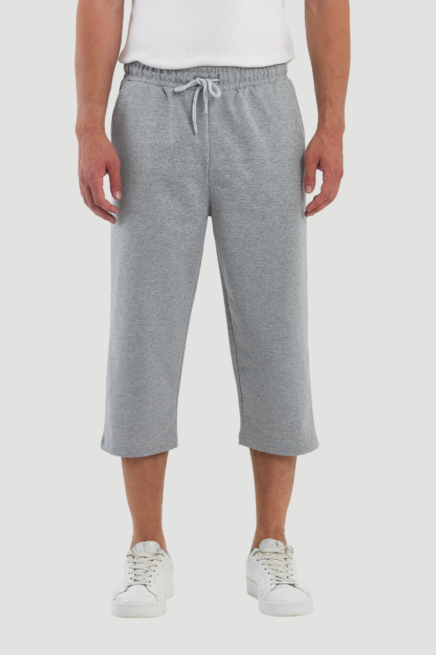 Short capri 3/4 en coton pour homme Gris clair