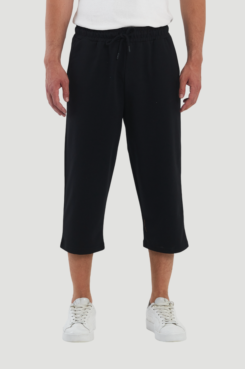 Short capri 3/4 en coton pour homme Noir