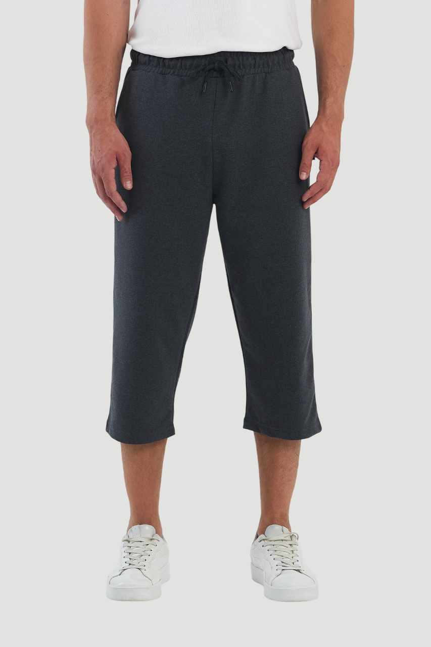 Short capri 3/4 en coton pour homme Gris foncé