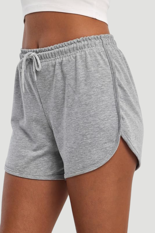 Short ample en coton pour femme Gris clair