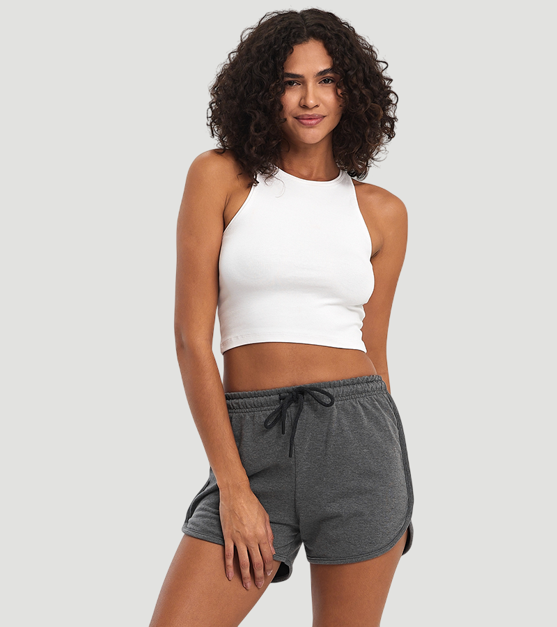 Short ample en coton pour femme Gris foncé